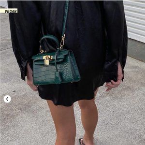 Mini Top Handle Bag Green Croc